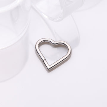 Detail View 1 of Implant Grade Titanium Heart Basic Geometric Clicker Hoop Ring